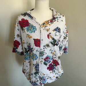 Urban Outfitters Floral Button Front Short Sleeve Shirt Size M